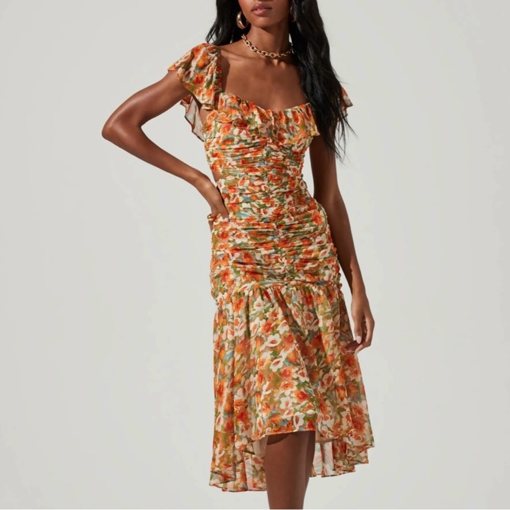 ASTR the label DEVEREAUX CUTOUT FLORAL MIDI DRESS Size M
